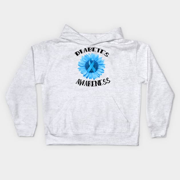 Diabetes awareness Blue ribbon Sunflower Diabetes Gift Kids Hoodie by thuylinh8